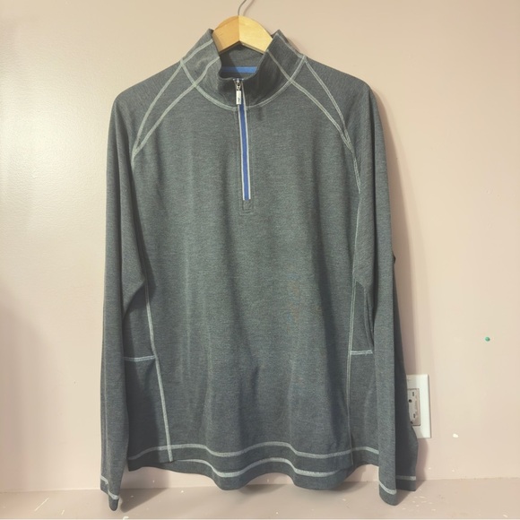 Tommy Bahama 1/4 Zip Pullover Sweater Gray Men Size L - Picture 1 of 6